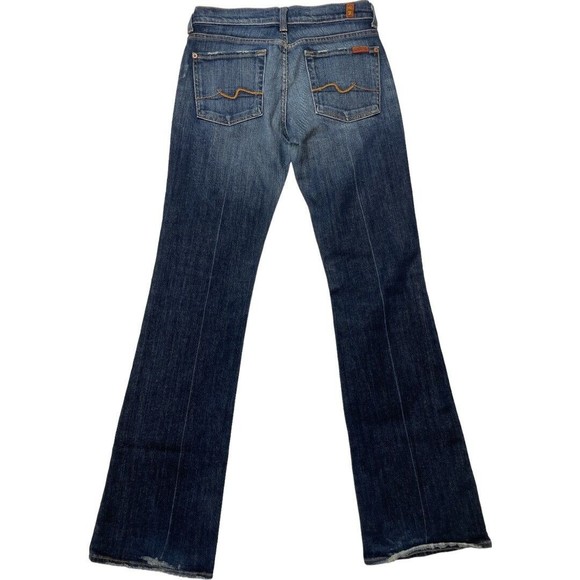7 for All Mankind Dark Wash Mid Rise Bootcut Jeans Style U075080u 080u Sz 27 - Picture 2 of 11